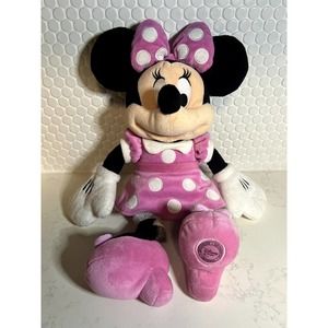 Disney Store Plush Exclusive Minnie Mouse 18" Pink Polka Dot Dress & Bow